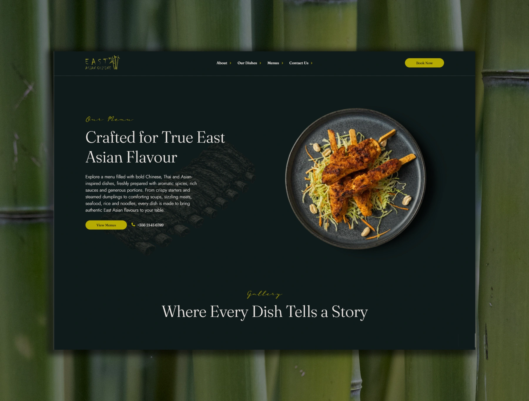 East Asian Cuisine restaurant landing page designed and developed by Dreivo