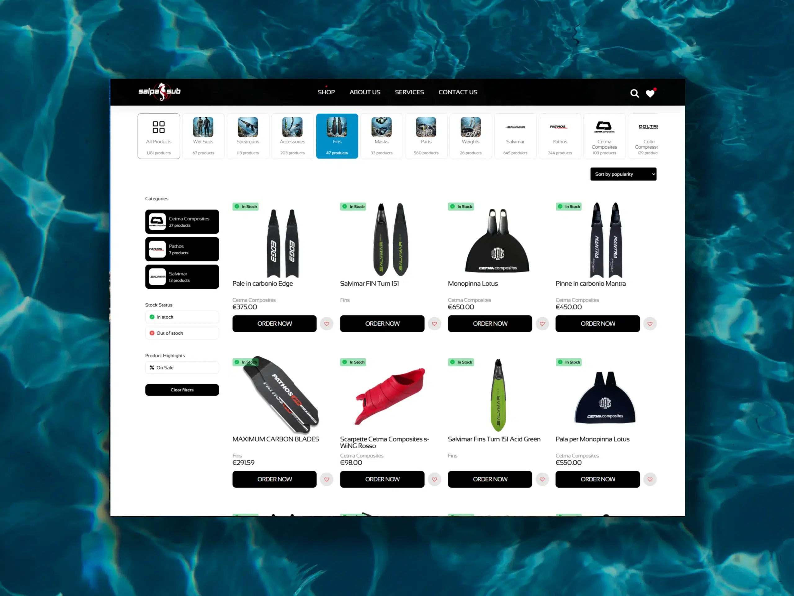 Salpa Sub WordPress and WooCommerce catalogue website developed by Dreivo