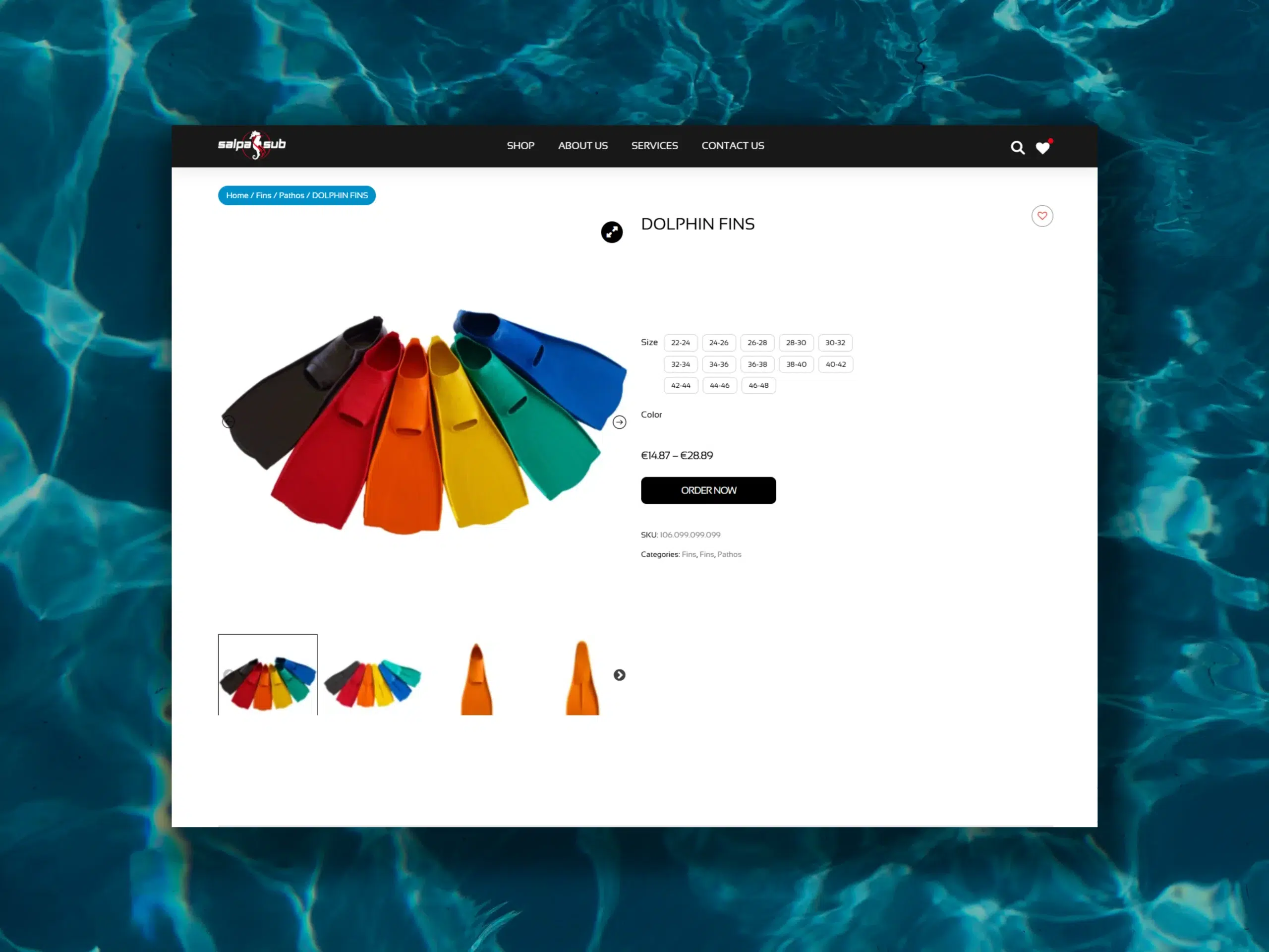 Salpa Sub WordPress and WooCommerce catalogue website developed by Dreivo
