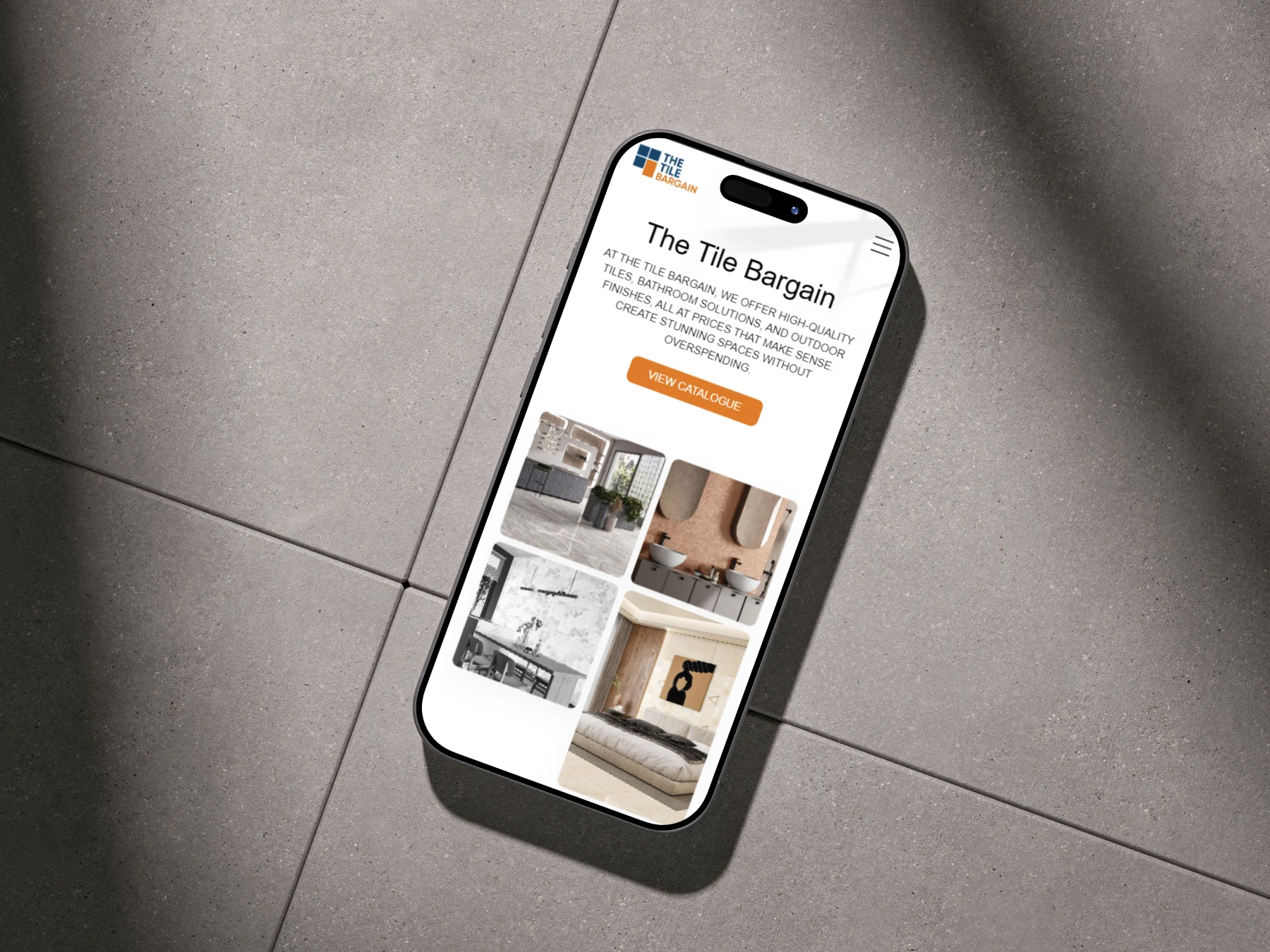 The Tile Bargain WordPress tile catalogue and quote request website designed by Dreivo